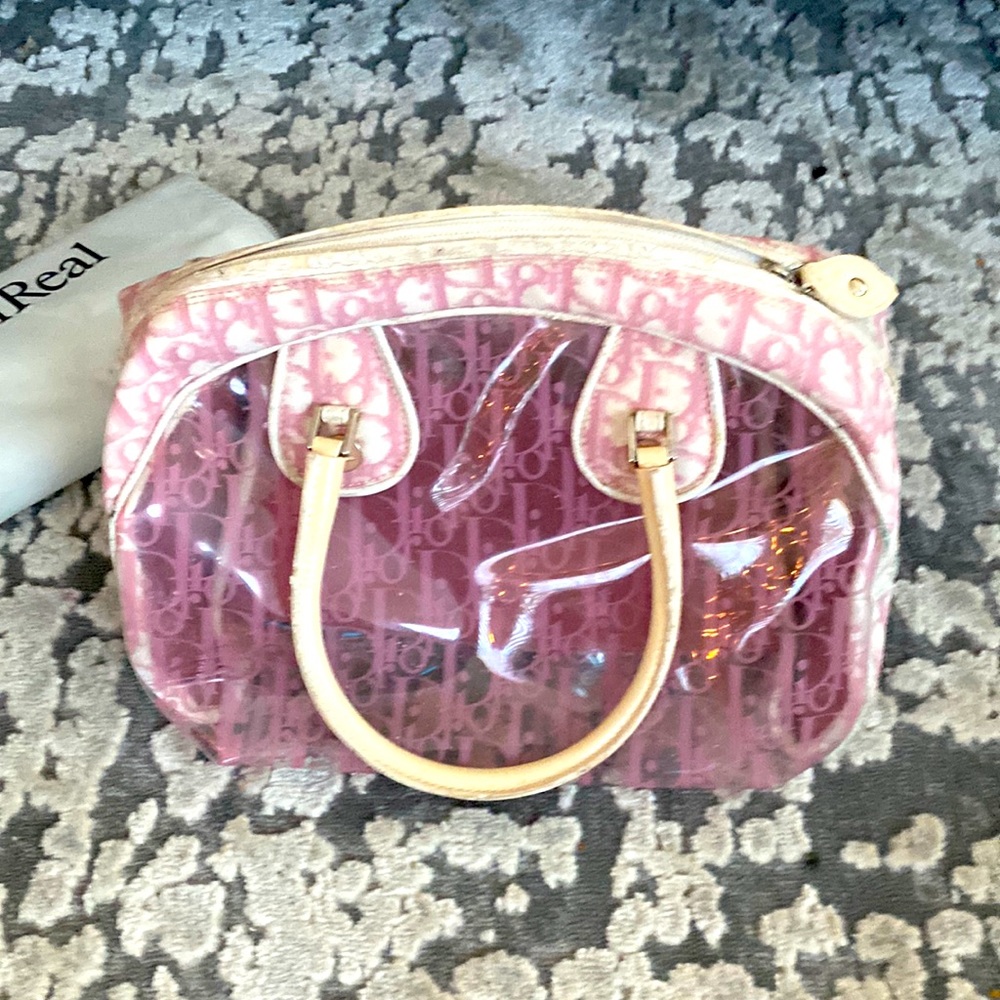 Authentic Vintage Christian Dior transparent Pink Oblique Handbag RARE 💕💕